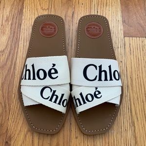 Chloé Woody logo-print Canvas Slides size 8